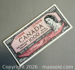 MaxSold Auction: ** RARE ** 1954 Canadian $1000 Bill (Canadian Landscape Series) - Toronto (Ontario, Canada) PARTNER MANAGED Reseller Online Auction - Queen Street Wt.