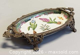 MaxSold Auction: * RARE * Vintage Signed Wong Lee Chinese Porcelain Dish with Brass Frame  - Toronto (Ontario, Canada) PARTNER MANAGED Reseller Online Auction - Queen Street West