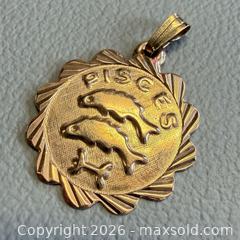 MaxSold Auction: Vintage 14K Yellow Gold Pisces Zodiac Pendant - Marked  - Toronto (Ontario, Canada) PARTNER MANAGED Reseller Online Auction - Queen Street West