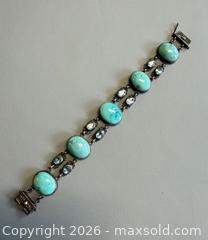 MaxSold Auction: Vintage Nepali 925 Silver Turquoise & Blue Topaz Bracelet - Marked  - Toronto (Ontario, Canada) PARTNER MANAGED Reseller Online Auction - Queen Street West