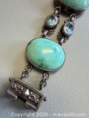 MaxSold Auction: Vintage Nepali 925 Silver Turquoise & Blue Topaz Bracelet - Marked  - Toronto (Ontario, Canada) PARTNER MANAGED Reseller Online Auction - Queen Street West