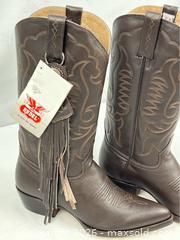 MaxSold Auction: Rudel Waxed Chocolate High Heeled Western Boots - Campbell (California, USA) PARTNER MANAGED Estate Sale Online Auction -  Dell Avenue