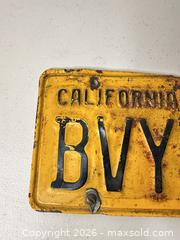 MaxSold Auction: 1956 California License Plate, Yellow with Black Letters - San Jose (California, USA) SELLER MANAGED Downsizing Online Auction - East Humboldt Street