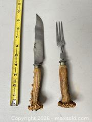 MaxSold Auction: Carving Set Cutting Utensil & Fork, Stag Handles, Stainless Steel - San Jose (California, USA) SELLER MANAGED Downsizing Online Auction - East Humboldt Street