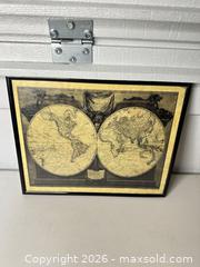 MaxSold Auction: Framed World Map Print — Reproduction of 1808 - San Jose (California, USA) SELLER MANAGED Downsizing Online Auction - East Humboldt Street
