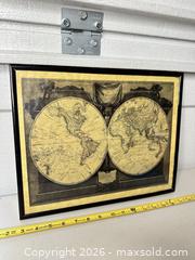 MaxSold Auction: Framed World Map Print — Reproduction of 1808 - San Jose (California, USA) SELLER MANAGED Downsizing Online Auction - East Humboldt Street