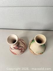 MaxSold Auction: Mehradji Pottery Marbled Ceramic Vase, Multi-Color, ~4.5 in - San Jose (California, USA) SELLER MANAGED Downsizing Online Auction - East Humboldt Street