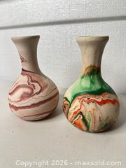 MaxSold Auction: Mehradji Pottery Marbled Ceramic Vase, Multi-Color, ~4.5 in - San Jose (California, USA) SELLER MANAGED Downsizing Online Auction - East Humboldt Street