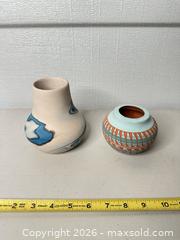MaxSold Auction: Nemadji Navajo Turquoise & Beige Small Terracotta Vase - San Jose (California, USA) SELLER MANAGED Downsizing Online Auction - East Humboldt Street