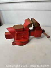MaxSold Auction: Olympia 4-Inch Cast Iron Bench Vise with Swivel Base - San Jose (California, USA) SELLER MANAGED Downsizing Online Auction - East Humboldt Street