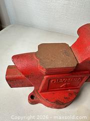 MaxSold Auction: Olympia 4-Inch Cast Iron Bench Vise with Swivel Base - San Jose (California, USA) SELLER MANAGED Downsizing Online Auction - East Humboldt Street