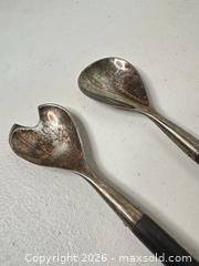 MaxSold Auction: Pair of 9" Sterling .925 Salad Servers with Dark Wood Handles - San Jose (California, USA) SELLER MANAGED Downsizing Online Auction - East Humboldt Street