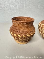 MaxSold Auction: Pair of Medium Brown Handwoven Reed/Grass Baskets - San Jose (California, USA) SELLER MANAGED Downsizing Online Auction - East Humboldt Street