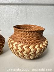 MaxSold Auction: Pair of Medium Brown Handwoven Reed/Grass Baskets - San Jose (California, USA) SELLER MANAGED Downsizing Online Auction - East Humboldt Street