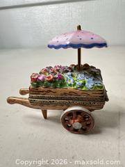 MaxSold Auction: Rochard Limoges Hand-Painted Pink Umbrella Trinket Box - San Jose (California, USA) SELLER MANAGED Downsizing Online Auction - East Humboldt Street