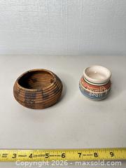 MaxSold Auction: Small Brown Woven Reed Basket and Clay Pot Set - San Jose (California, USA) SELLER MANAGED Downsizing Online Auction - East Humboldt Street