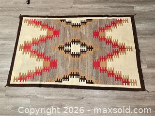 MaxSold Auction: Southwestern Navajo Wool Area Rug 65" x 41" - San Jose (California, USA) SELLER MANAGED Downsizing Online Auction - East Humboldt Street