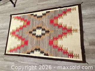MaxSold Auction: Southwestern Navajo Wool Area Rug 65" x 41" - San Jose (California, USA) SELLER MANAGED Downsizing Online Auction - East Humboldt Street