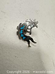 MaxSold Auction: Sterling Silver Kokopelli Turquoise Inlay Brooch/Pin - San Jose (California, USA) SELLER MANAGED Downsizing Online Auction - East Humboldt Street
