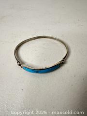 MaxSold Auction: Sterling Silver Turquoise Inlay Bangle Bracelet - San Jose (California, USA) SELLER MANAGED Downsizing Online Auction - East Humboldt Street