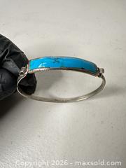 MaxSold Auction: Sterling Silver Turquoise Inlay Bangle Bracelet - San Jose (California, USA) SELLER MANAGED Downsizing Online Auction - East Humboldt Street