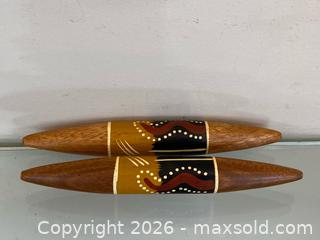 MaxSold Auction: Handmade and Hand Painted traditional Australian Aboriginal Wooden Clapsticks  - St. Catharines (Ontario, Canada) SELLER MANAGED Estate Sale Online Auction - Monique Crescent