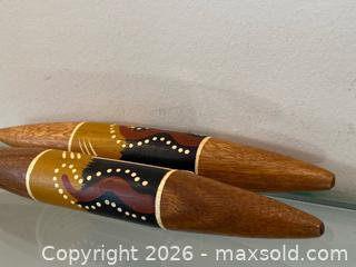 MaxSold Auction: Handmade and Hand Painted traditional Australian Aboriginal Wooden Clapsticks  - St. Catharines (Ontario, Canada) SELLER MANAGED Estate Sale Online Auction - Monique Crescent