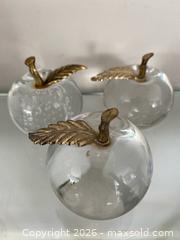 MaxSold Auction: Vintage Clear Art Glass Apple Paperweights Brass Stems - St. Catharines (Ontario, Canada) SELLER MANAGED Estate Sale Online Auction - Monique Crescent