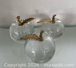 MaxSold Auction: Vintage Clear Art Glass Apple Paperweights Brass Stems - St. Catharines (Ontario, Canada) SELLER MANAGED Estate Sale Online Auction - Monique Crescent