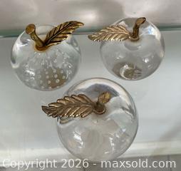 MaxSold Auction: Vintage Clear Art Glass Apple Paperweights Brass Stems - St. Catharines (Ontario, Canada) SELLER MANAGED Estate Sale Online Auction - Monique Crescent