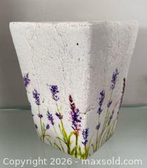 MaxSold Auction: Vintage Square Ceramic Planter Hand Painted Lavender Sprigs Crackle Finish  - St. Catharines (Ontario, Canada) SELLER MANAGED Estate Sale Online Auction - Monique Crescent