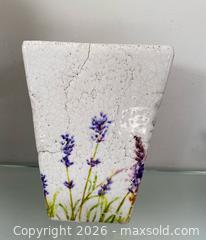 MaxSold Auction: Vintage Square Ceramic Planter Hand Painted Lavender Sprigs Crackle Finish  - St. Catharines (Ontario, Canada) SELLER MANAGED Estate Sale Online Auction - Monique Crescent