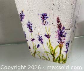 MaxSold Auction: Vintage Square Ceramic Planter Hand Painted Lavender Sprigs Crackle Finish  - St. Catharines (Ontario, Canada) SELLER MANAGED Estate Sale Online Auction - Monique Crescent