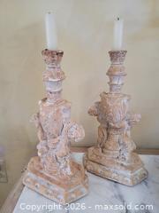 MaxSold Auction: Italianate Baroque-Style Ceramic Candlesticks w/ Cherubs – Rustic Patina Pair - Stow (Massachusetts, USA) SELLER MANAGED Downsizing Online Auction - Great Road
