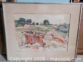 MaxSold Auction: Kenneth Evett Watercolor – Coast of Spain Landscape  - Stow (Massachusetts, USA) SELLER MANAGED Downsizing Online Auction - Great Road