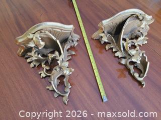 MaxSold Auction: Pair Italian Baroque Rococo Gilded Wall Shelves – Ornate Acanthus Relief, Gold Leaf Style - Stow (Massachusetts, USA) SELLER MANAGED Downsizing Online Auction - Great Road