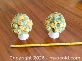 MaxSold Auction: Pair Italian Glazed Ceramic Lemon Trees / Topiaries – Hand-Painted Fruit & Leaves - Stow (Massachusetts, USA) SELLER MANAGED Downsizing Online Auction - Great Road