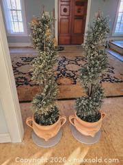 MaxSold Auction: Pair Italian Terracotta Urns w/ Dried Topiary Trees - Stow (Massachusetts, USA) SELLER MANAGED Downsizing Online Auction - Great Road
