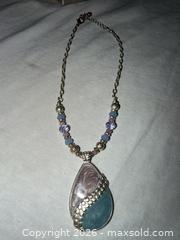 MaxSold Auction: 17” BEAUTIFUL VINTAGE KC BRAND LARGE PURPLE & GREEN ENAMEL PENDANT & CRYSTALS  - Warwick Township (Pennsylvania, USA) SELLER MANAGED Estate Sale Online Auction - Crocker Lane