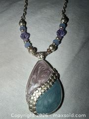 MaxSold Auction: 17” BEAUTIFUL VINTAGE KC BRAND LARGE PURPLE & GREEN ENAMEL PENDANT & CRYSTALS  - Warwick Township (Pennsylvania, USA) SELLER MANAGED Estate Sale Online Auction - Crocker Lane