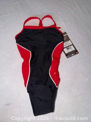 MaxSold Auction: $52 TAG NWT GIRLS SIZE 6 (22) DOLPHIN RED & BLACK ONE PIECE SWIMSUIT SWIM TEAM SUIT  - Warwick Township (Pennsylvania, USA) SELLER MANAGED Estate Sale Online Auction - Crocker Lane