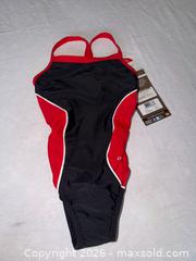 MaxSold Auction: $52 TAG NWT GIRLS SIZE 6 (22) DOLPHIN RED & BLACK ONE PIECE SWIMSUIT SWIM TEAM SUIT  - Warwick Township (Pennsylvania, USA) SELLER MANAGED Estate Sale Online Auction - Crocker Lane