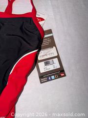MaxSold Auction: $52 TAG NWT GIRLS SIZE 6 (22) DOLPHIN RED & BLACK ONE PIECE SWIMSUIT SWIM TEAM SUIT  - Warwick Township (Pennsylvania, USA) SELLER MANAGED Estate Sale Online Auction - Crocker Lane