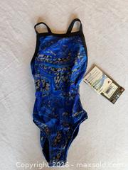 MaxSold Auction: $59 TAG NWT GIRLS SIZE 6 (22) DOLPHIN BLUE & BLACK ONE PIECE SWIMSUIT SWIM TEAM SUIT  - Warwick Township (Pennsylvania, USA) SELLER MANAGED Estate Sale Online Auction - Crocker Lane