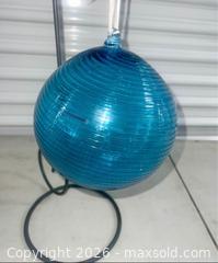 MaxSold Auction: Large blue glass ball 8-10” gazing ball friendship ball on black wrought iron post  - Warwick Township (Pennsylvania, USA) SELLER MANAGED Estate Sale Online Auction - Crocker Lane