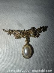 MaxSold Auction: VINTAGE GOLD TONE & DROP PEARL BROOCH PIN - Warwick Township (Pennsylvania, USA) SELLER MANAGED Estate Sale Online Auction - Crocker Lane