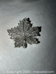 MaxSold Auction: Vintage Sarah Coventry Summer Frost 1966 Silvertone Filigree Maple Leaf Brooch  - Warwick Township (Pennsylvania, USA) SELLER MANAGED Estate Sale Online Auction - Crocker Lane