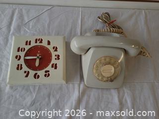 MaxSold Auction: Vintage Rotary Telephone and Telechron Wall Clock (Mixed Lot) - Toronto (Ontario, Canada) PARTNER MANAGED Reseller Online Auction - Queen Street West.