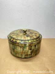 MaxSold Auction: Decorative Buffalo Horn Lidded Box with Glass Insert, 12 in - San Jose (California, USA) SELLER MANAGED Downsizing Online Auction - Lincoln Avenue