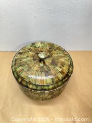 MaxSold Auction: Decorative Buffalo Horn Lidded Box with Glass Insert, 12 in - San Jose (California, USA) SELLER MANAGED Downsizing Online Auction - Lincoln Avenue